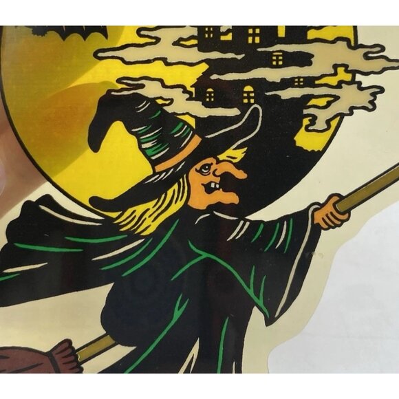 Vtg Halloween Suction Cup Window Decorations Witch Cat Die Cut Plastic Lot of 6 - Picture 16 of 16